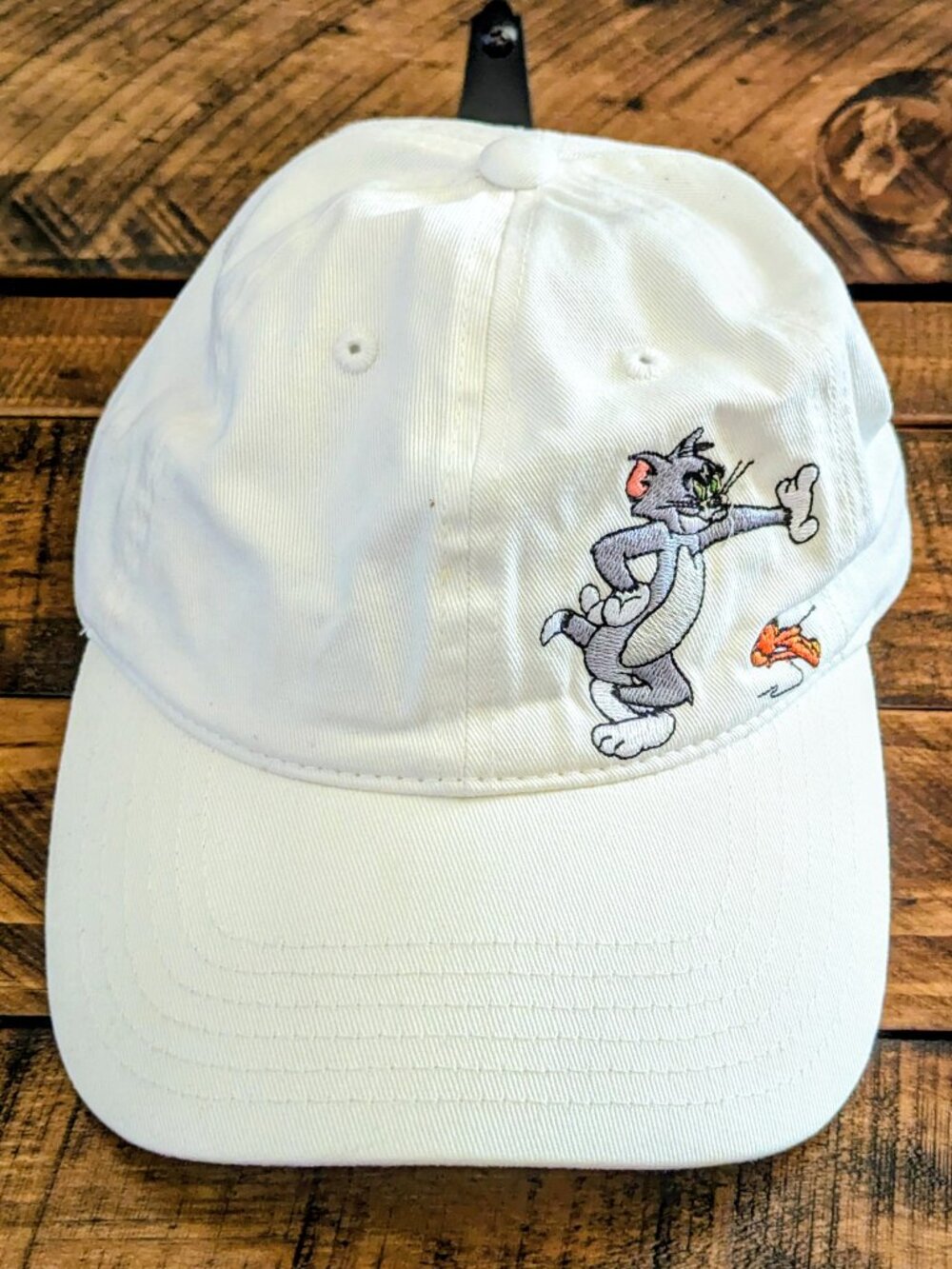 Tom and Jerry Golf Hat Cap White Unisex Adjustable Embroidered Rare